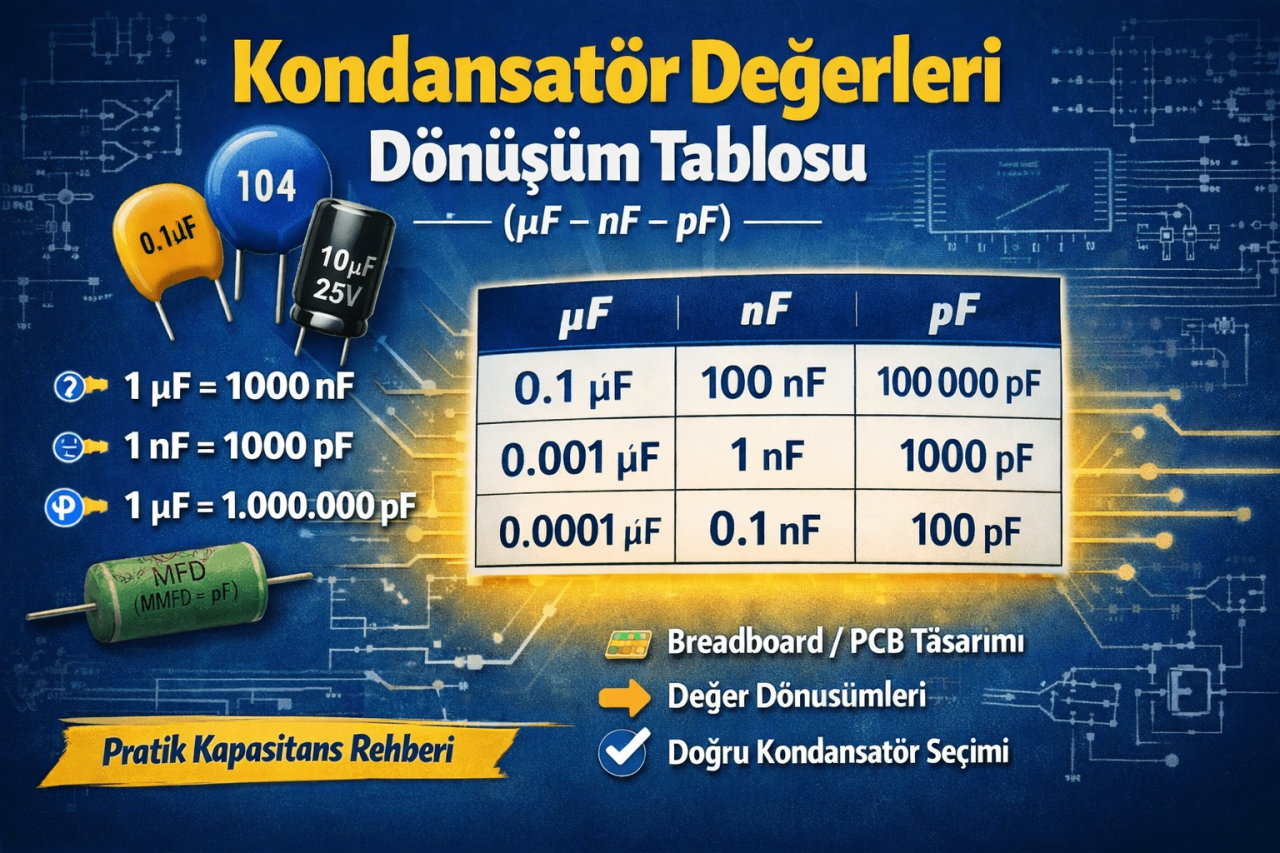 Kondansatör Değerleri Dönüşüm Tablosu (µF – nF – pF) Rehberi