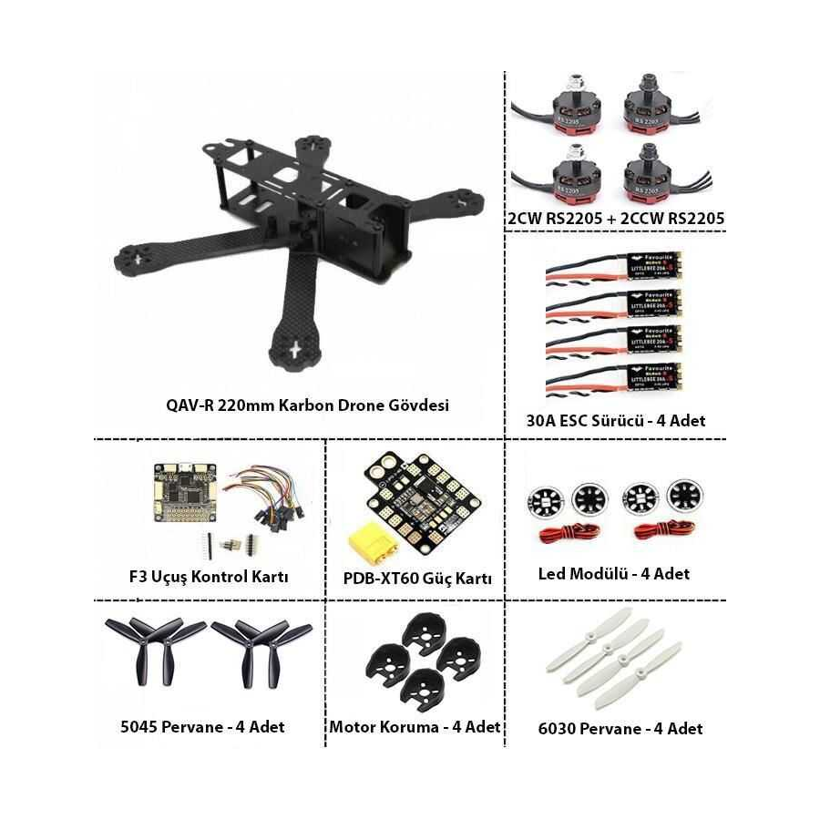 QAV-R 220 Karbon Fiber Drone Seti