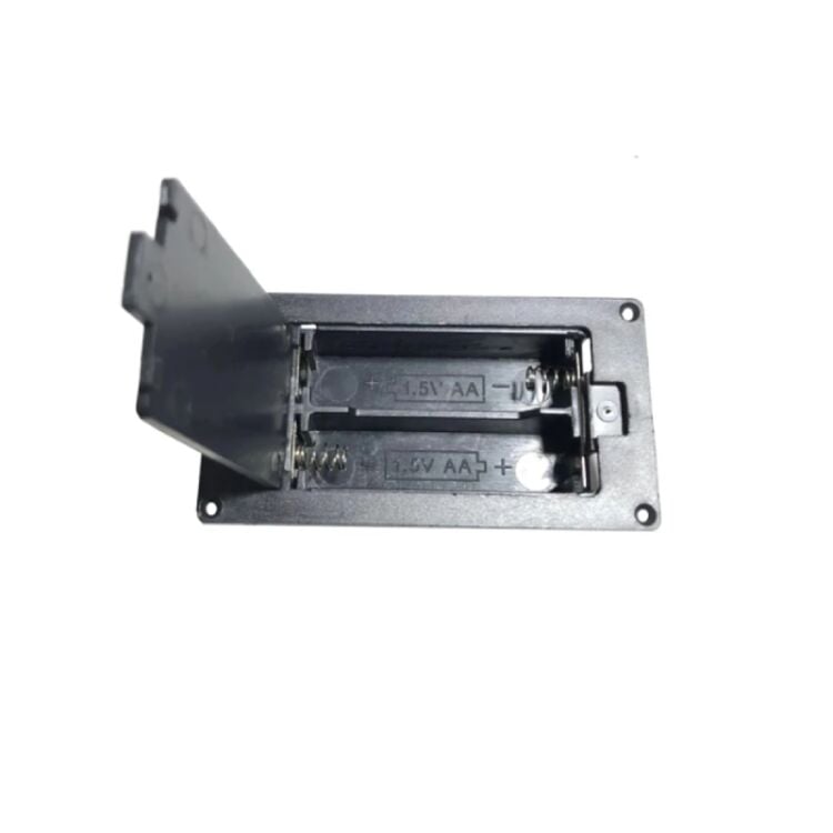 İkili AA (2A) Pano Tipi Siyah Kapaklı Anahtarlı Pil Yuvası