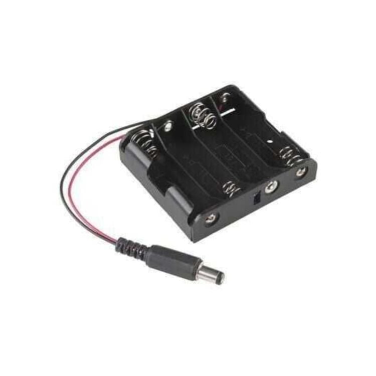4'lü AA (2A) Barrel Jack Çıkışlı Pil Yuvası