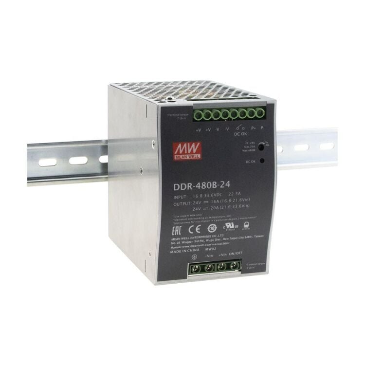 DDR-480D-24 24V Çıkış 20A 480W Ray Montaj SMPS Güç Kaynağı