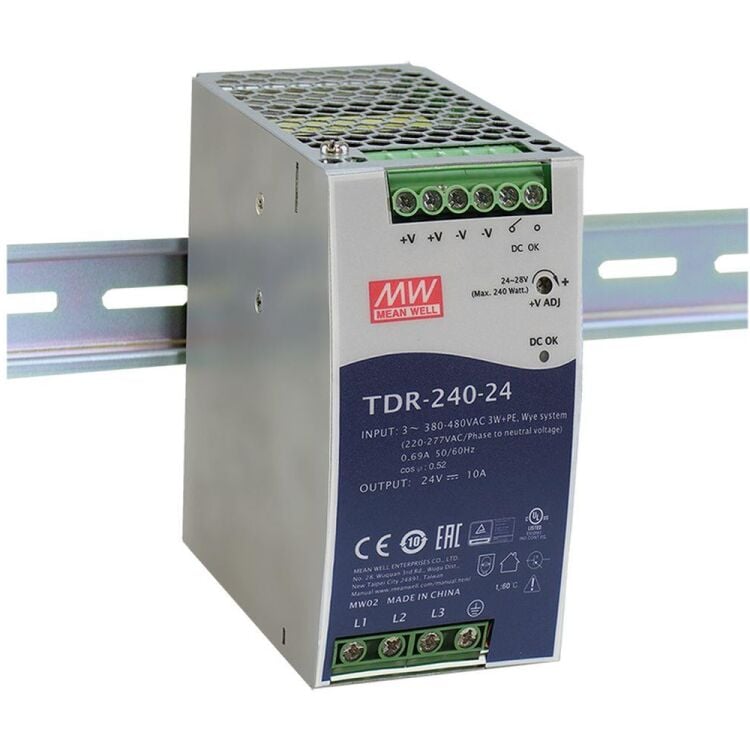 TDR-240-24 24V Çıkış 10A 240W Ray Montaj SMPS Güç Kaynağı