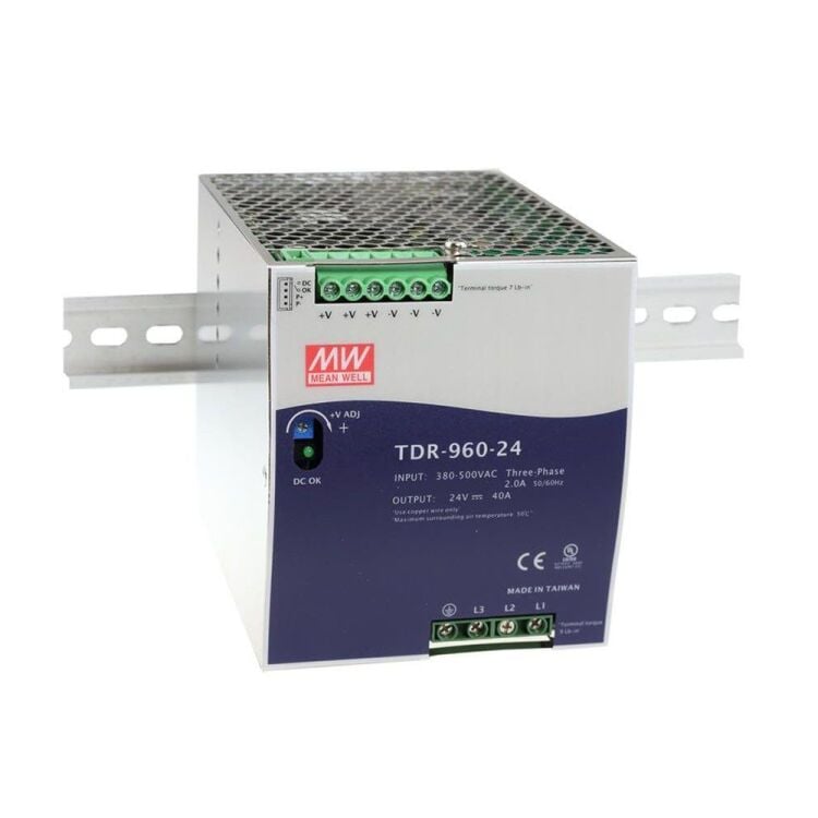 TDR-960-24 24V Çıkış 40A 960W Ray Montaj SMPS Güç Kaynağı