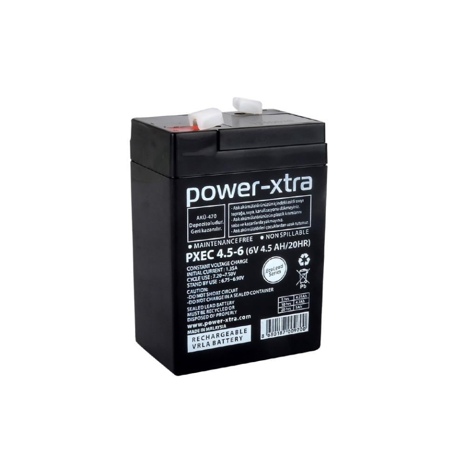 Power-Xtra EcoLead PXEC4.5-6 6V 4.5Ah F1 Bakımsız Kuru Akü