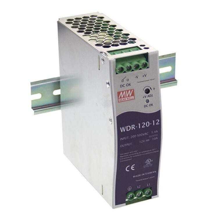 WDR-120-12 12V Çıkış 10A 120W Ray Montaj SMPS Güç Kaynağı