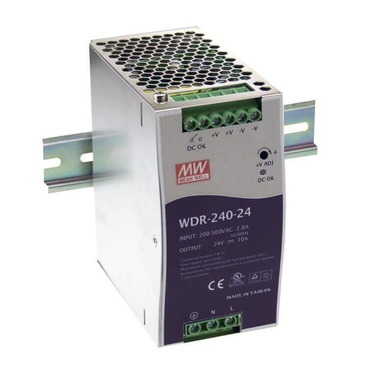 WDR-240-24 24V Çıkış 10A 240W Ray Montaj SMPS Güç Kaynağı