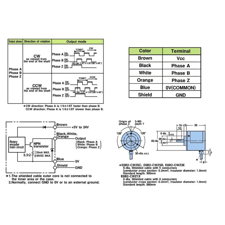 E6B2-CWZ6C 5–24V 100 Pulse Rotary Encoder