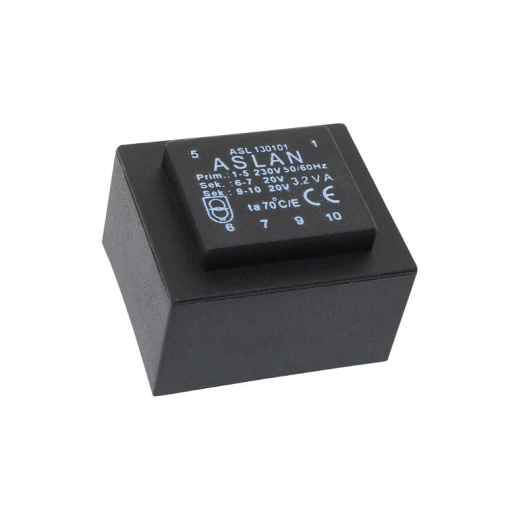 ASL131209 230V AC 2x9V AC 5.4VA PCB Tip Dökümlü Trafo