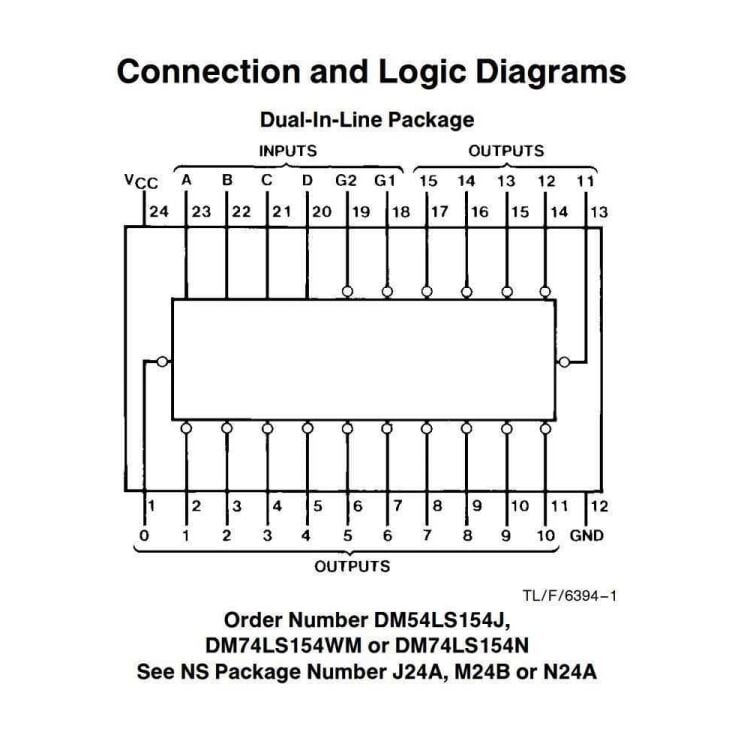 DM74LS154N (74LS154) DIP-24 4:16 Decoder/Demultiplexer