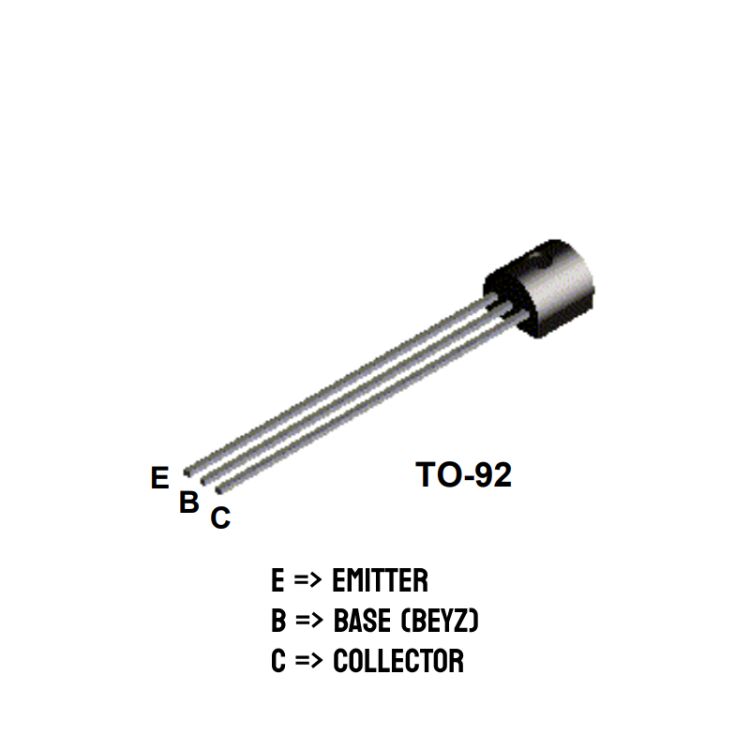 BC547 NPN 0.1A (100mA) 45V TO-92 BJT Transistör