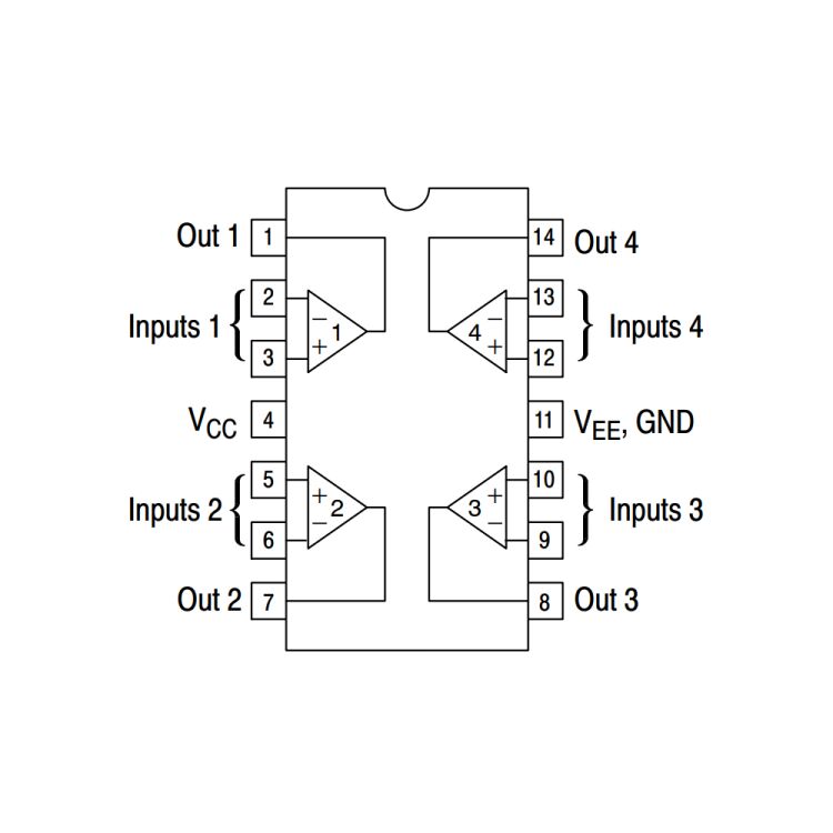 LM324N, DIP-14 OpAmp Amplifier Entegre Devre